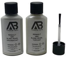 RENAULT QNC BLANC WHITE PEARL PAINT 3 STAGE TOUCH UP BOTTLE BRUSH KIT 30ML