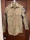 Vintage WWII Mens U.S. Army Military Long Sleeve Cotton Khaki Shirt Small