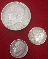 LOTTO 1/2 dollaro - mezzo dollaro. Argento. Kennedy. U.S.A - 1964 2 DIME ARGE...