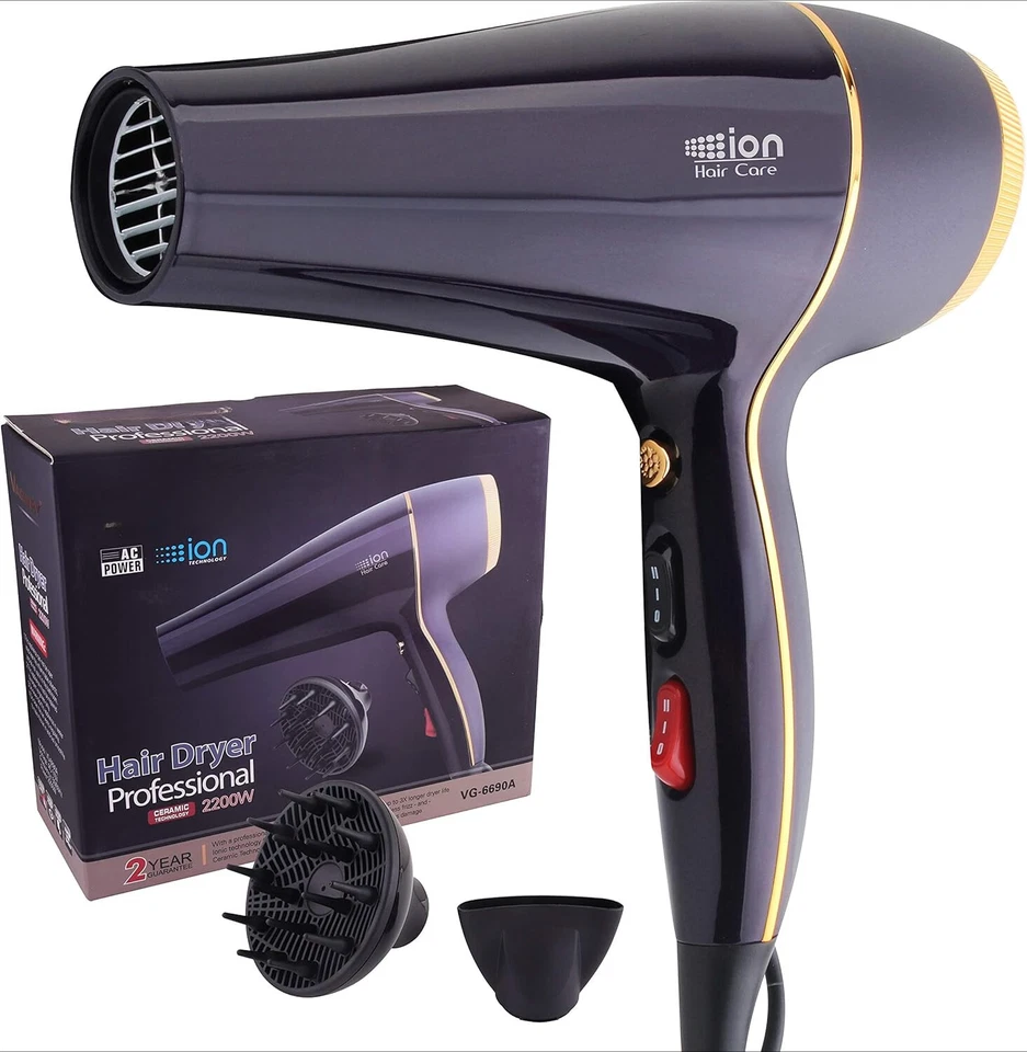 Hair Dryer, 2200 Watt Motor,Ionic Hair Dryer,2 Speed and 2 Temperature Settings. - Image 2 of 4