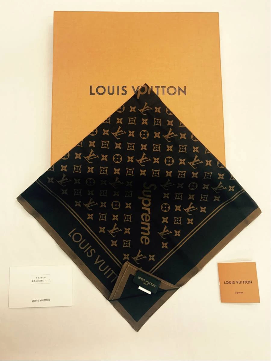 Écharpe bandana monogramme Supreme x Louis Vuitton LV marron 100 % authentique Japon neuve