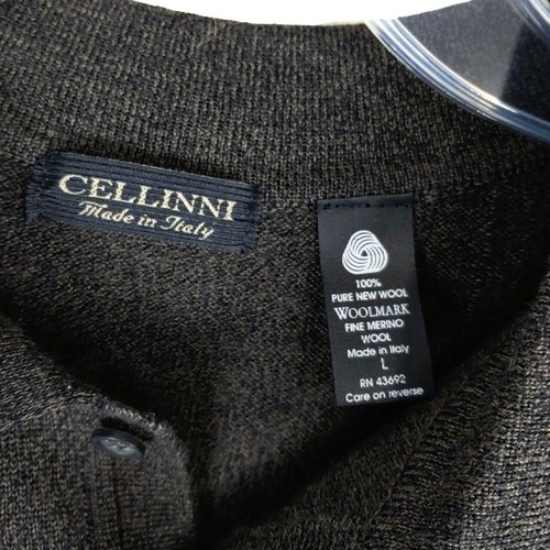 Maglione pullover Cellinni 100% lana merino uomo L colletto 3 bottoni antracite - Foto 2 di 6