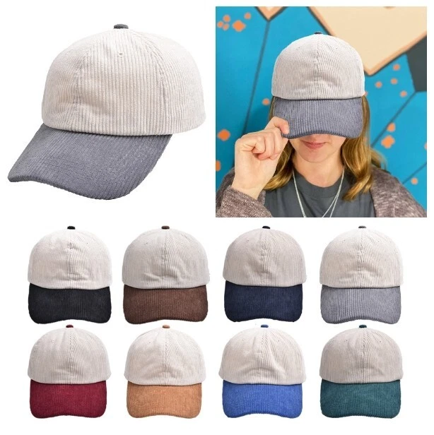Gorra de béisbol de pana de dos tonos gorra de papá clásica ajustable suave lisa gorra Foto 3 de 4