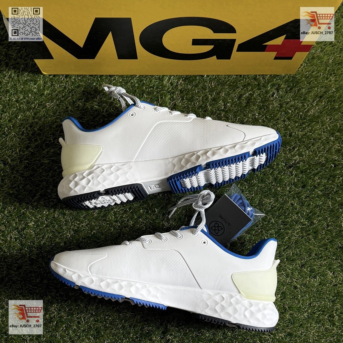 G/FORE GFORE MG4+ Limited Solid Golf Shoes Sneaker Men\'s Size 10.5 White Blue G/FORE MG4+ Stippled Golf Shoes - Snow/Acid Lime main image 4