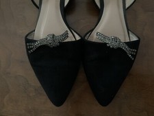 Vintage 50  s Musi: Grey Rhinestone Dangle Shoe Clips