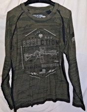 Affliction Defenders of Freedom Weapon Flag Shirt Mens L American USA Made Camo