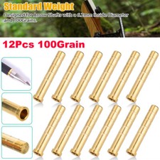 12Pcs 100Grain Heavy Weight Arrow Brass Inserts Base Archery ID6.2mm Arrow Shaft