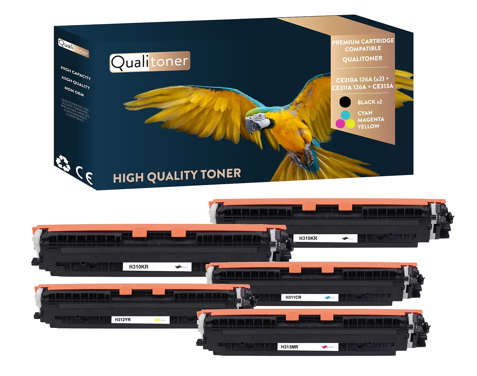 Pack de 4 toners pour HP 126A CE310A noir et couleurs pour imprimante LaserJet Pro