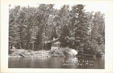 RPPC Beaver Bay Minnesota Shoreline Scene at Lax Lake Cabins 1940s