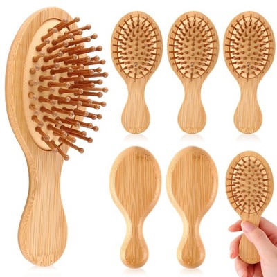 6 Pack Mini Bamboo Hair Brush Bulk Wooden Travel Small Hairbrush Massage Scal...