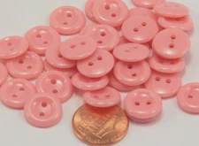 24 Small Pale Pink Shiny Concave Center Plastic Buttons 1/2" 13MM # 6240