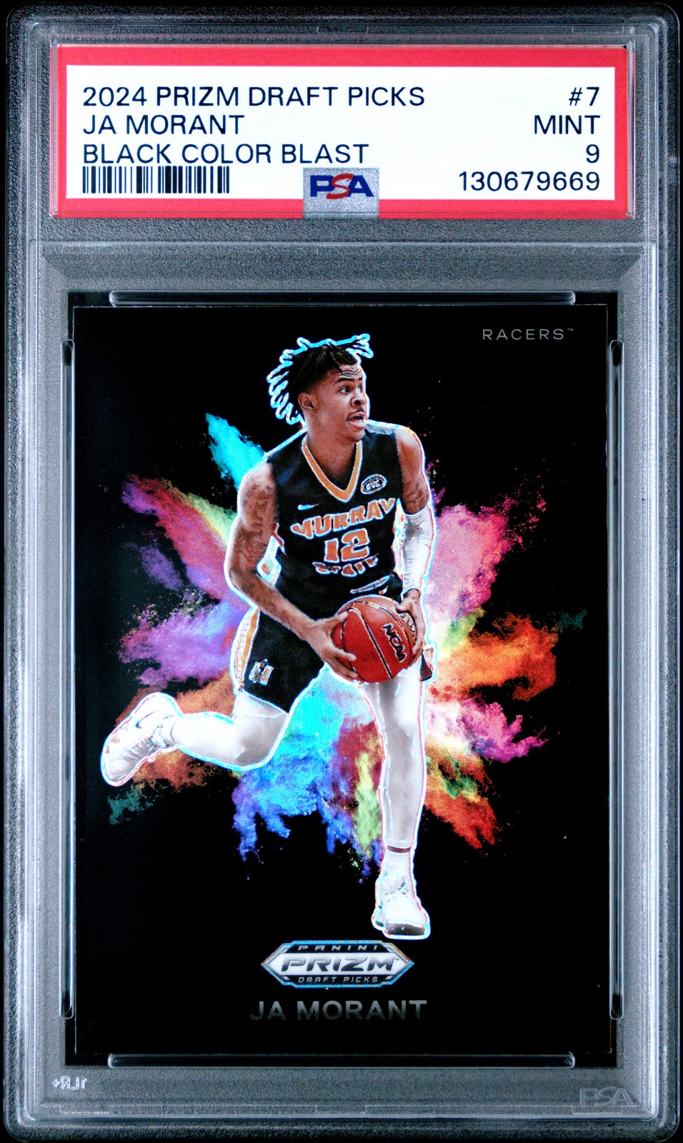 2024 PANINI PRIZM DRAFT PICKS BLACK COLOR BLAST #7 JA MORANT PSA 9