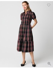 J.Crew Tartan Plaid Smocked Midi Shirt Dress Midi Length Small New Without Tags