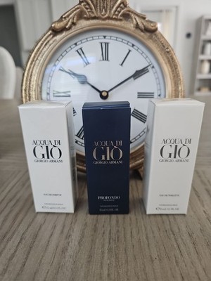 Acqua Di Gio Edp, Acqua Di Gio Edt & Acqua Di Gio Profondo Edp 0.5oz / 15ml  New