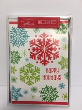 Hallmark Christmas Cards Happy Holidays W/ Color Snowflakes 16 Pack
