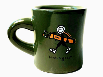 Life is Good Coffee Mug, Cup Green Like What You Do Golf Golfing Heavy Ceramic