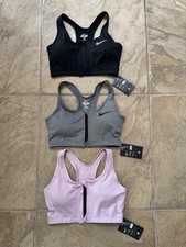 3 PAIR NIKE PRO COMBAT DRI-FIT FRONT ZIP-UP SPORTS BRAS WOMENS SIZE M