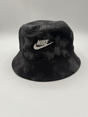 Nike Hat Bucket Fitted Child S/M Black Gray Just Do It Swoosh Embroidered