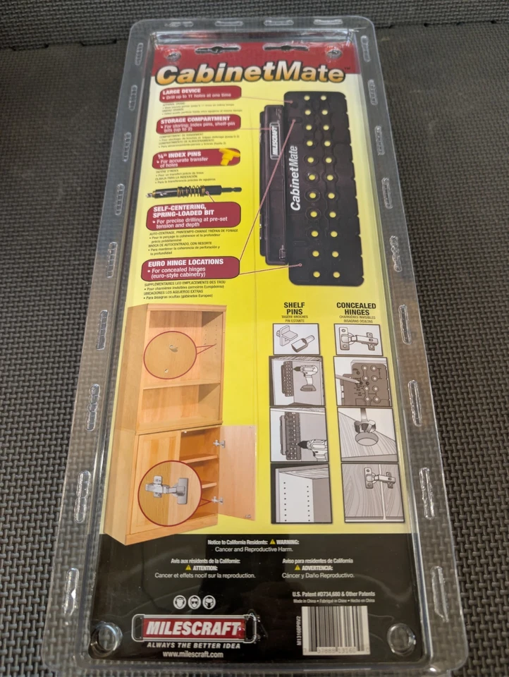 Plantilla de perforación Milescraft CabinetMate 1316 con pasador de estante - nueva sellada Foto 3 de 3
