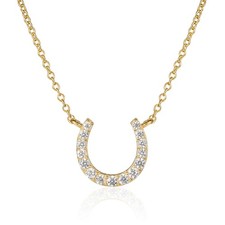 Gold Plated Sterling Silver Horse Shoe Pendant Necklace for Women
