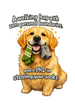 Funny Golden Retriever Sticker Sock Thief Journal Scrapbook Dog Lover Gift