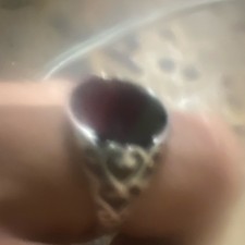 925 SilverOnyx Ring Size N 1/2 Oval Black Stone Bezel Set Used