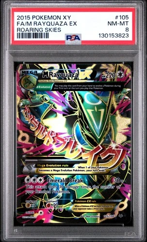2015 POKEMON XY ROARING SKIES #105 FULL ART/M RAYQUAZA EX PSA 8