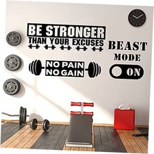 3 Pieces Gym Wall Decal, Be Stronger Than Your Excuses, No Pain No Gain Beast