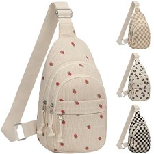 Corduroy Small Crossbody Bags for Women Teen Girls Trendy, Cute Strawberry