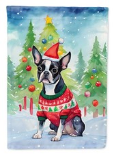 Caroline's Treasures Boston Terrier Christmas Garden Flag DAC3387GF