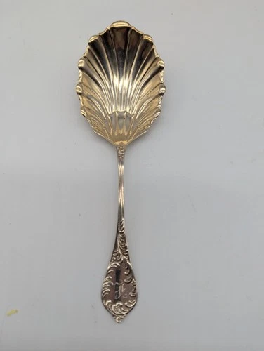 Antique Towle Albany Gold Wash Sterling Silver Sugar Berry Spoon c1890 6.75"