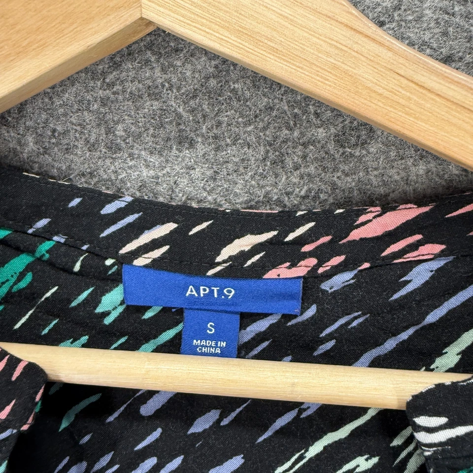 Apt. 9 Vestido Mujer S Pequeño Negro Rayas Maxi Largo Cuello en V Rayón Sin Mangas Foto 3 de 4