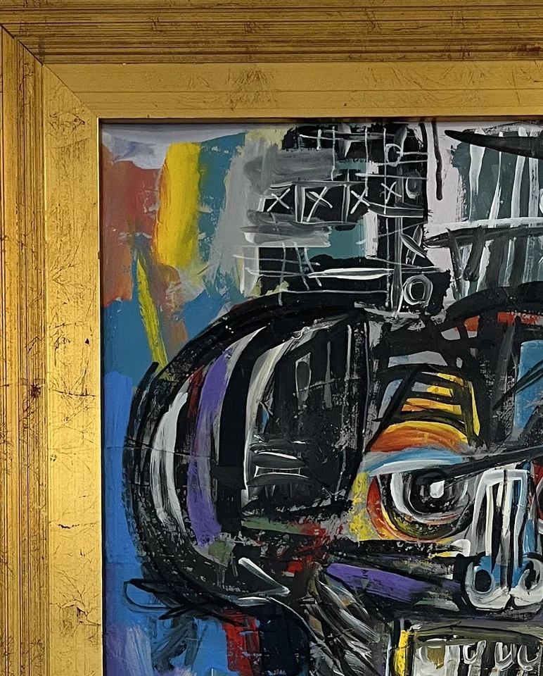 Basquiat 1960-1988 Óleo/Mezclado M Canva Hecho a Mano Enmarcado Estilo de Increíble Arte Foto 4 de 4