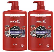 2x Old Spice Night Panther Mens Shower Gel & Shampoo 1000ml Multi-Use 3-in-1 7.48 per litre