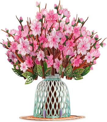 3D Flower Bouquet Pop up Card, with Cherry Blossom Bouquet Forever Keepsake, Gif