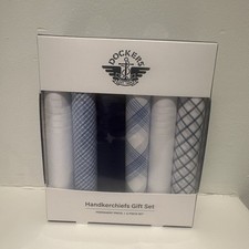 DOCKERS Signature Handkerchiefs 100 Cotton 6 Piece Set Blue  White