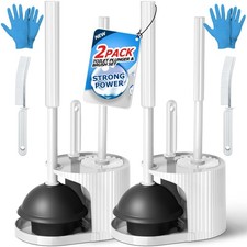 2Pack 3 in 1 Toilet Brush and Plunger Set,Toilet Bowl Brush Plunger Set, Clea...