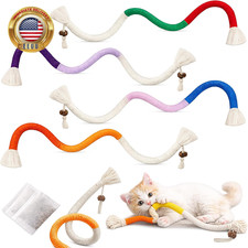 Cat Chew Rope - 4Pcs Cat Chew Toy with Refillable Natural Catnip - Interactive K