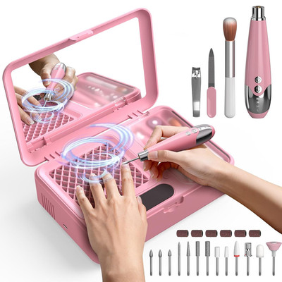 Nail Dust Collector and Cordless Electric Nail Drill File Kit, Professional Port