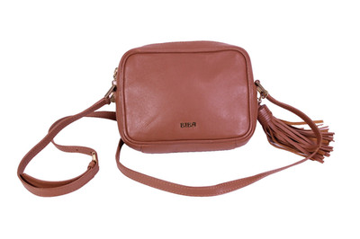 Biba Leder Tasche Leder Schultertasche Crossbody Bag braun klein Quaste B478