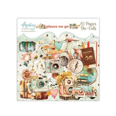 PLACES WE GO - 60pc Paper Die Cuts Ephemera Mintay Papers Scrapbook Travel