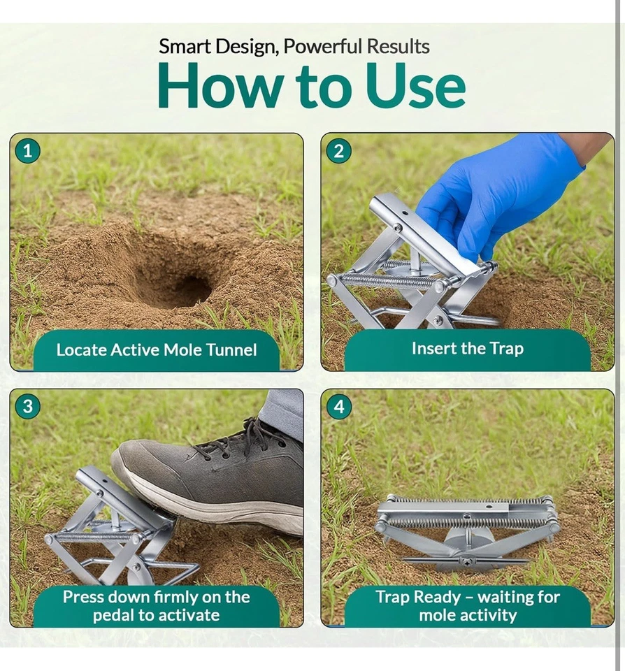 2 piezas Trampas para topos Tijeras Reutilizables Plata Acero Galvanizado Tijera Trampa Nuevo Foto 3 de 4