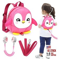 Toddler Harness Backpack Leash, Cute Penguin Kid Backpacks with Pink Penguin