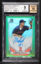 2014 Bowman Draft Green Refractor 17/99 Michael Chavis BGS 9 MINT Auto uk2
