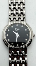 ESQ Esquire Swiss Women's Watch 12 Diamond Black Face - New Battery