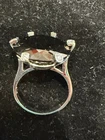 Vintage Sterling Silver Ring Large Round Black Stone, Diamond Prong Setting 925