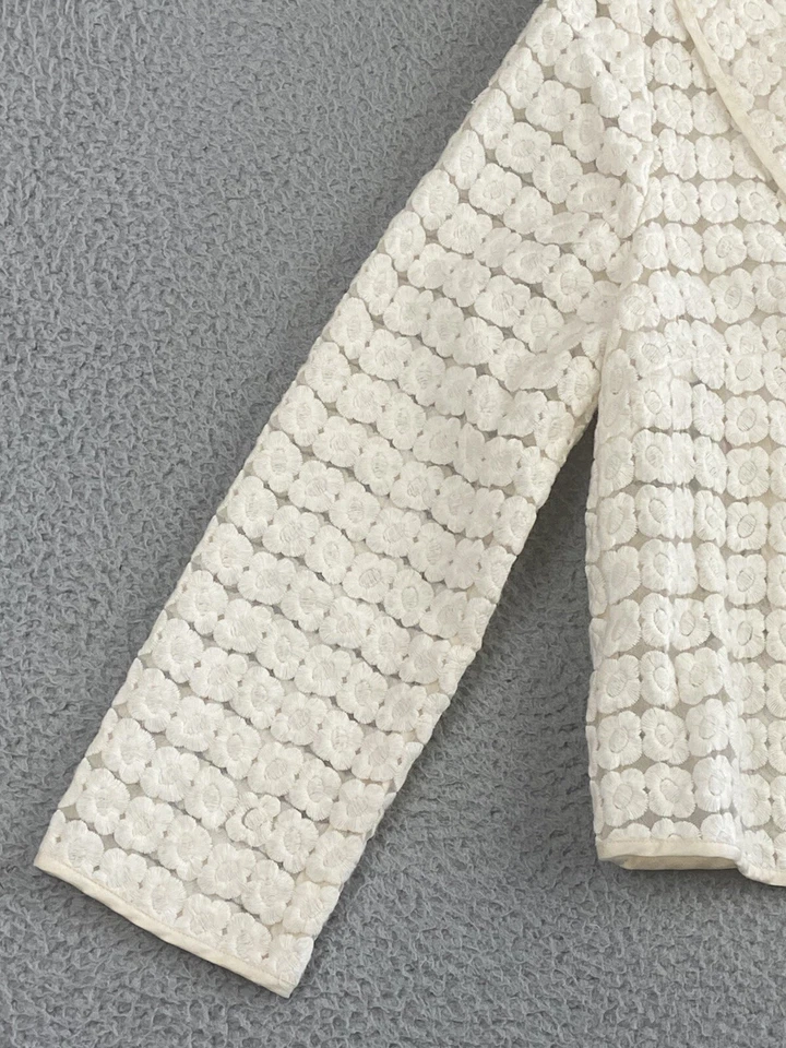 Chaqueta Elevenses Anthropologie Floral Bordada Bohemia Chic Marfil Talla S EXCELENTE Foto 3 de 4