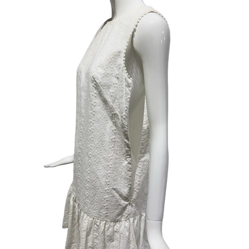 London Times Damen ärmelloses Midikleid Größe 6 weiß bestickt Rüschensaum - Bild 6 von 18