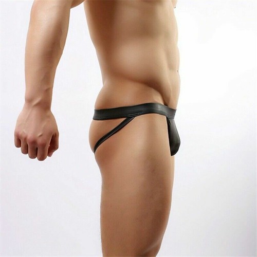 Hombres Pene Bolsa Ropa Interior Jockstrap Sexy Butt Marido Imitación Cuero Tanga Calzoncillos - Imagen 18 de 75