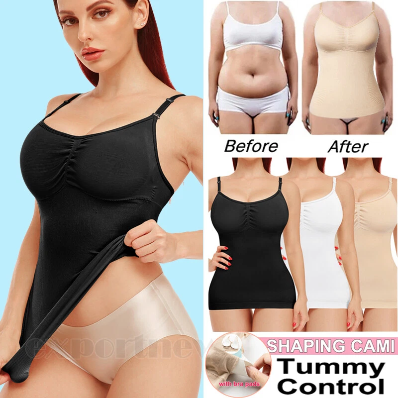 Women's Shapewear Belly Control Camisole Built-in Bra Tank Top Vest Body Shaper
